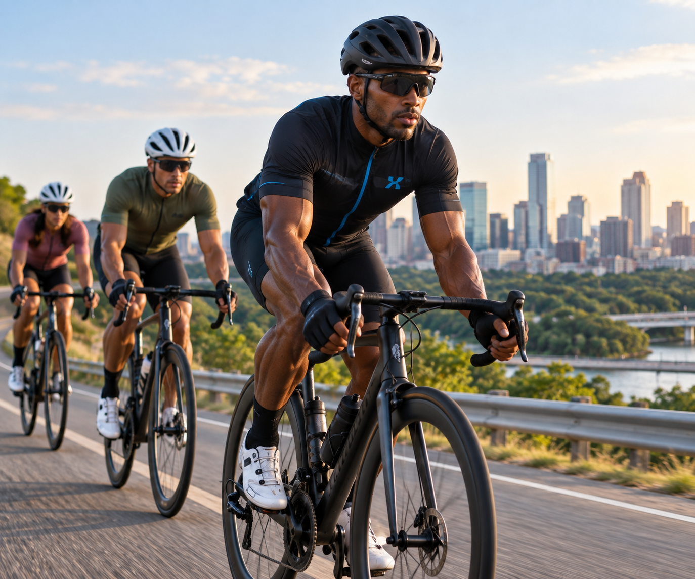 Cyclists riding through Dallas-Fort Worth representing mobility, athletic performance and active recovery for Swift Stretch clients.