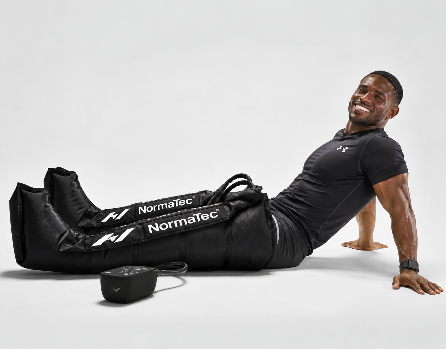 Swift Stretch compression recovery session using Normatec leg boots for athletes and active adults in Dallas-Fort Worth.