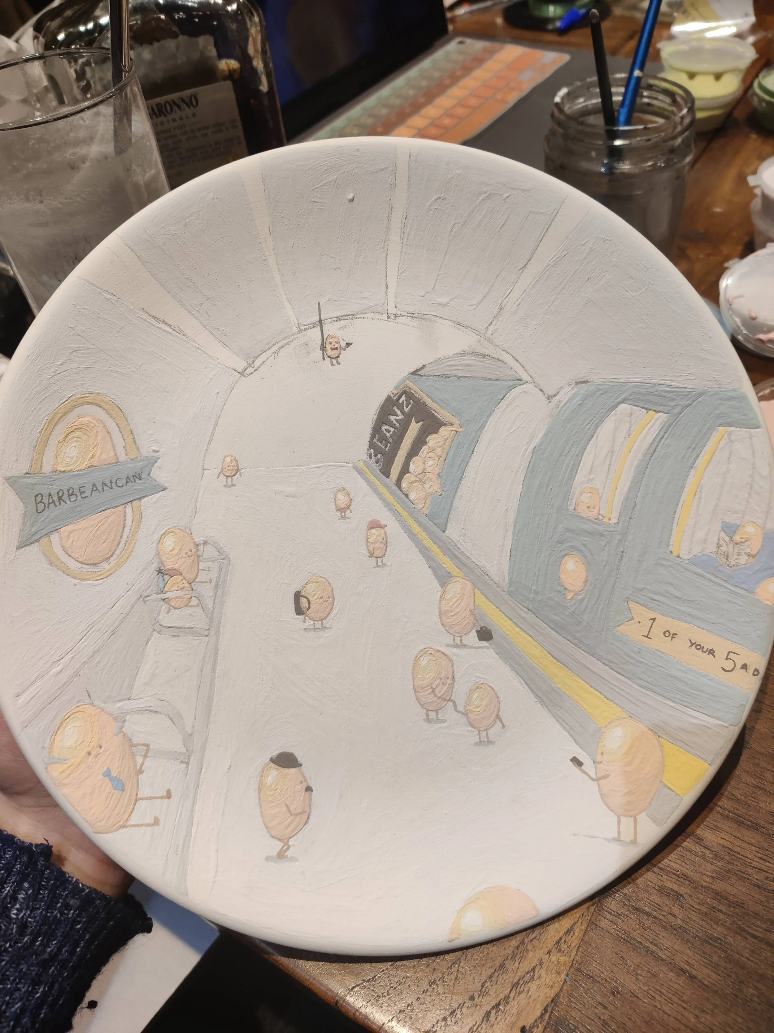 Before firing the bean plate