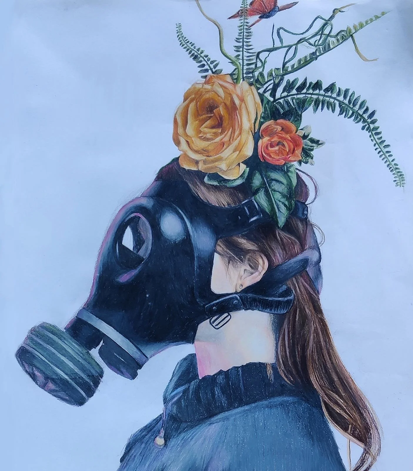 self portrait 02 - using coloured pencils