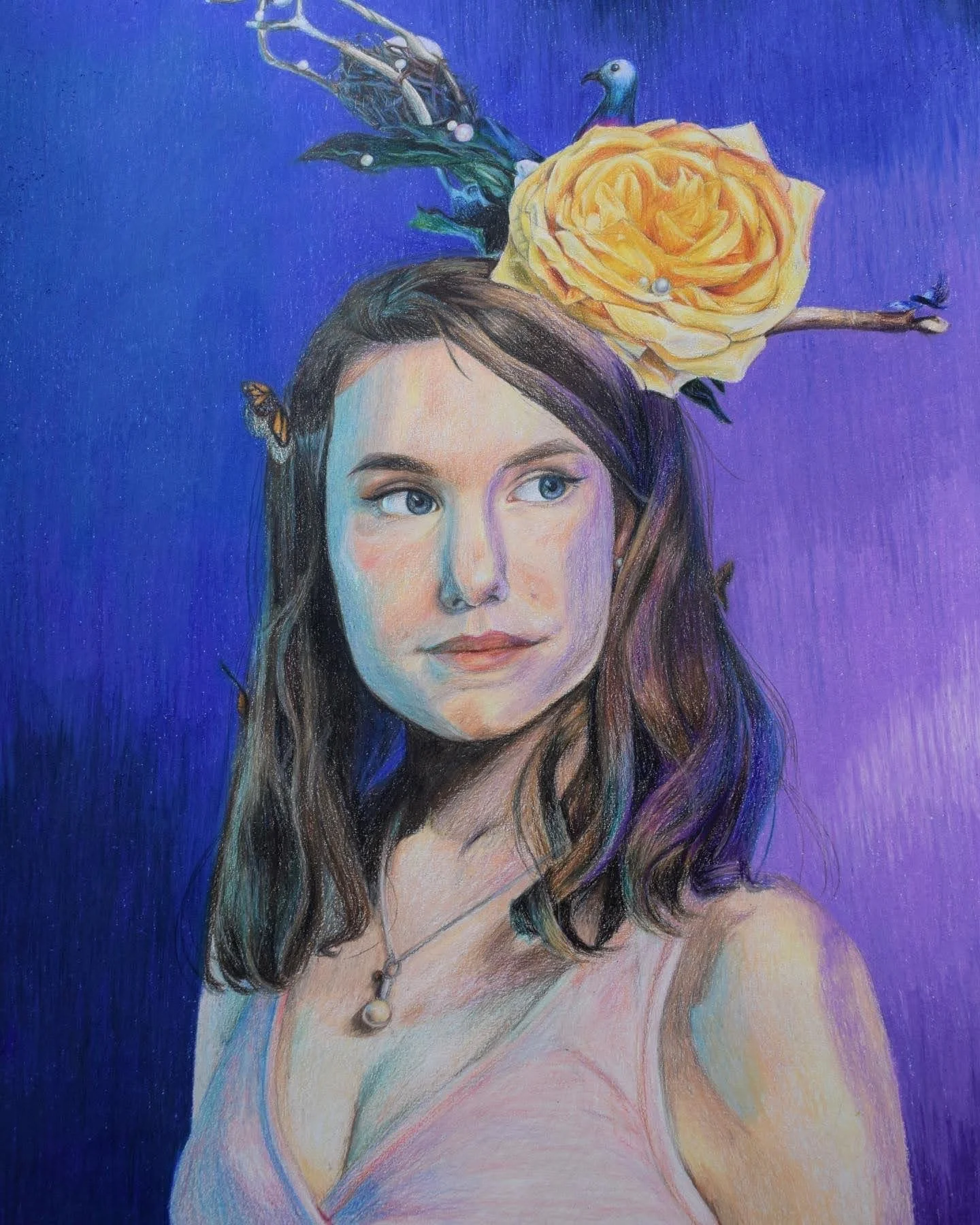 self portrait 01 - using coloured pencils