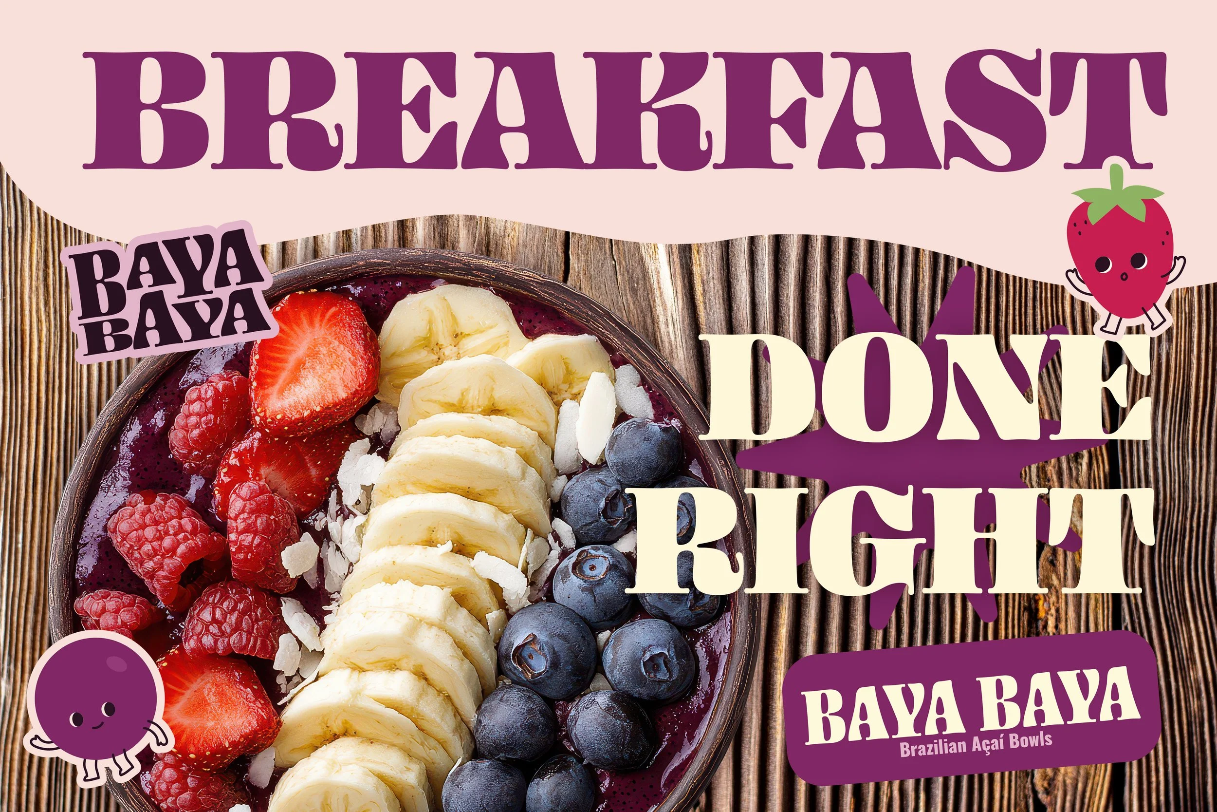 Brand example - showcasing how the font choices, colours and stickers come together 