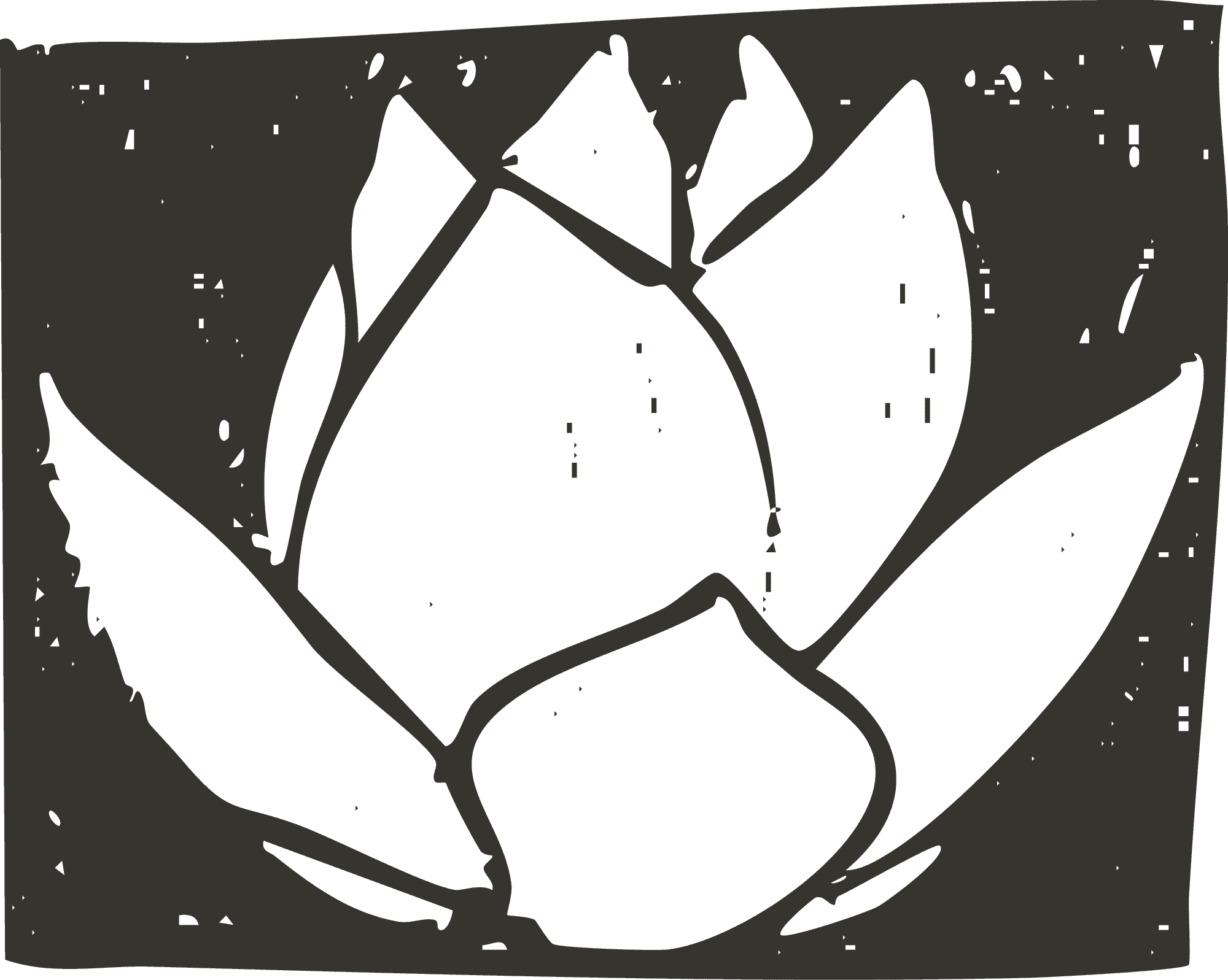 A black and white illustration of a cupcake with sprinkles on top.