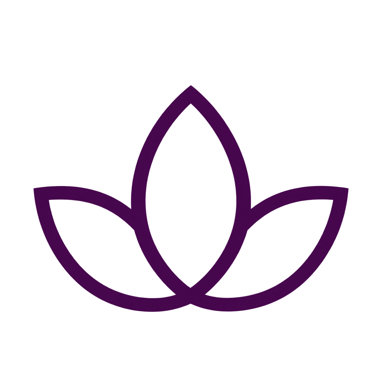 Purple lotus flower outline on a black background
