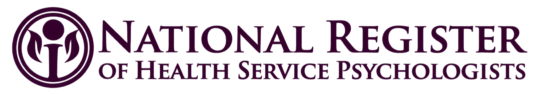 National Register of Health Service Psychologists logo with circular human figure emblem and purple text