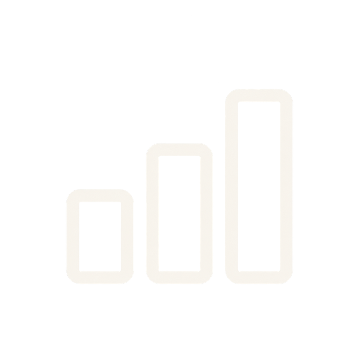 Three ascending rounded rectangular bars forming a growth chart icon