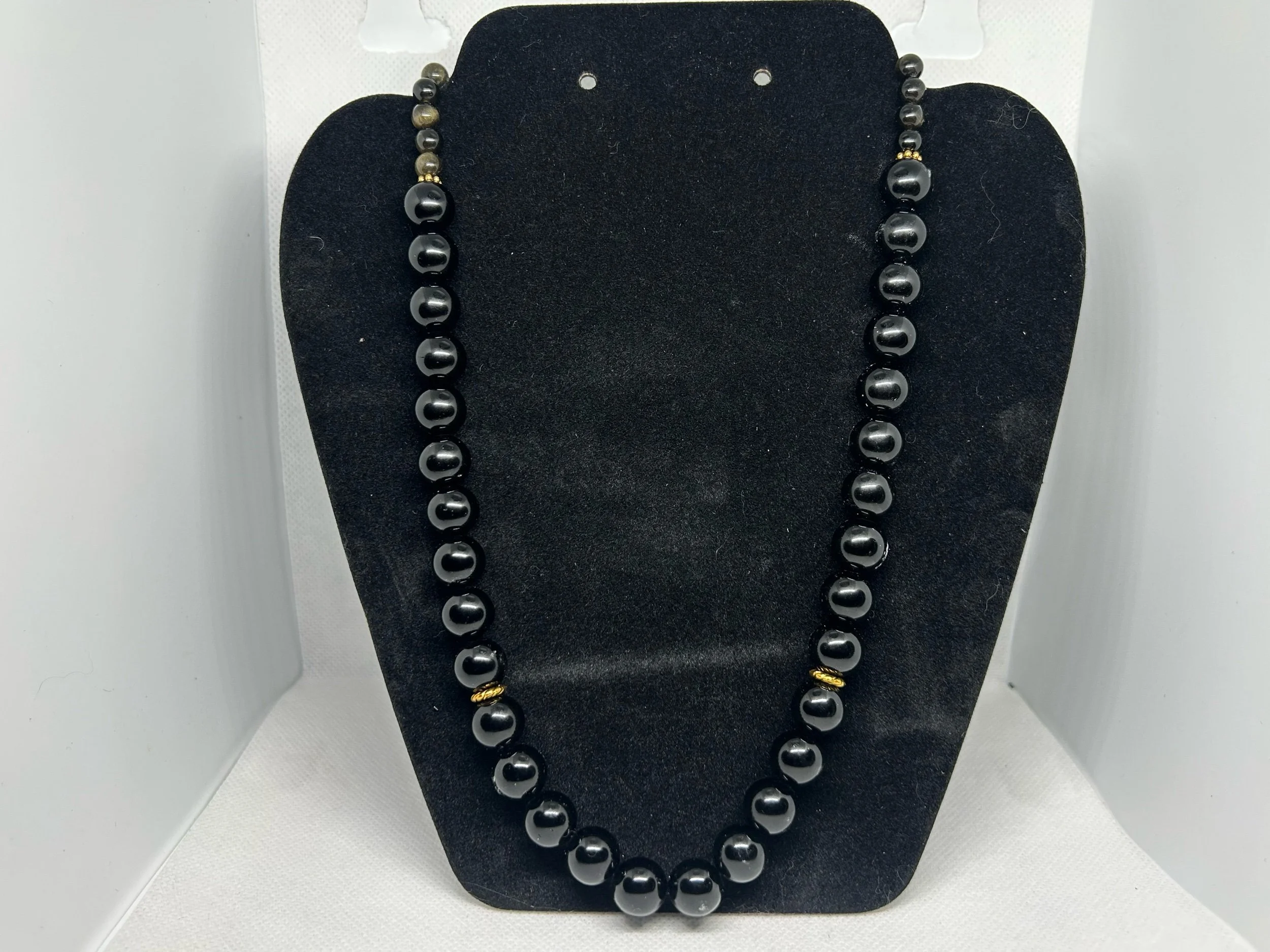 Handmade 5A grade Golden Obsidian and Ruby clasp necklace