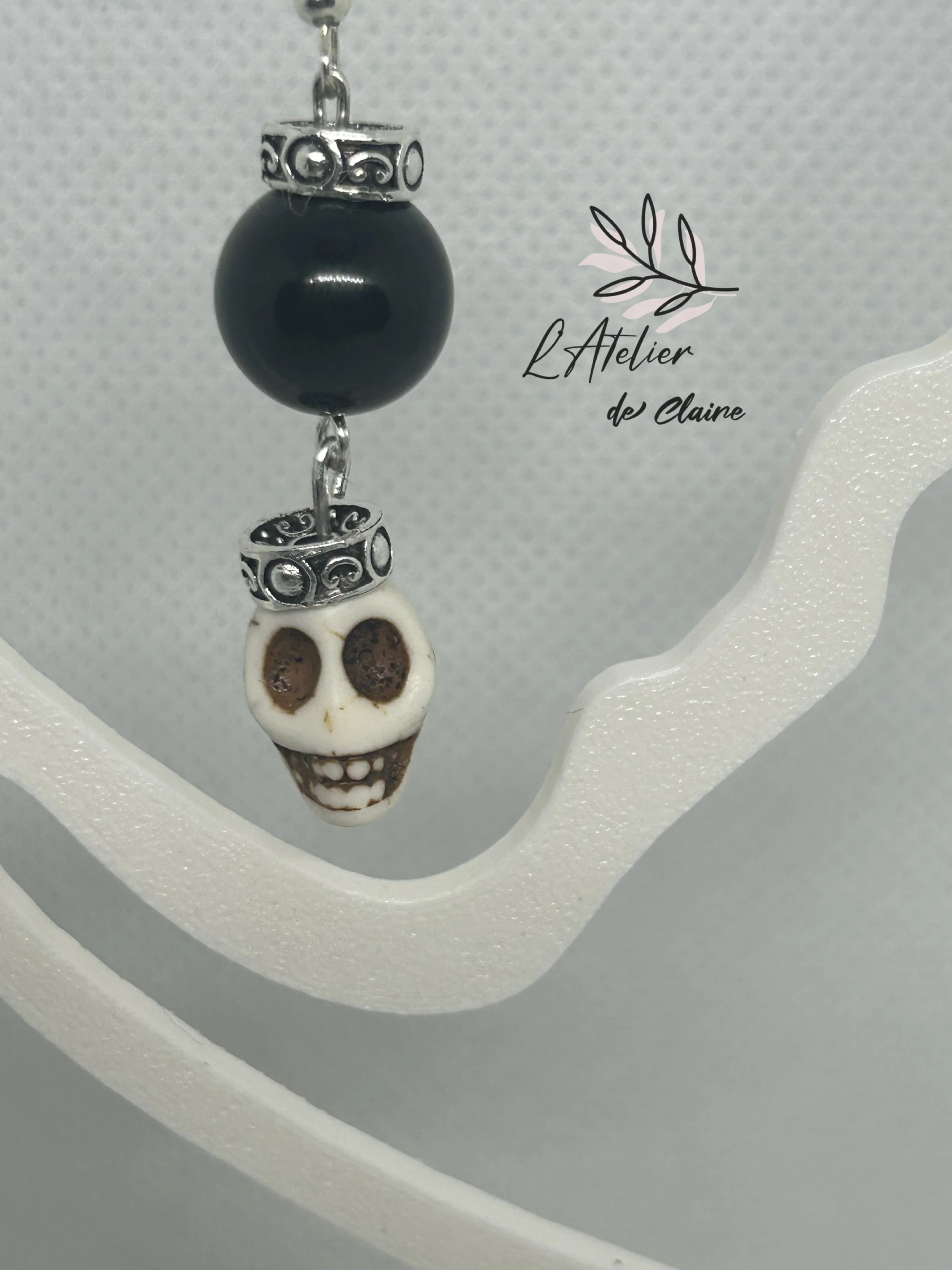 Carved White Turquoise and golden obsidian handmade earrings