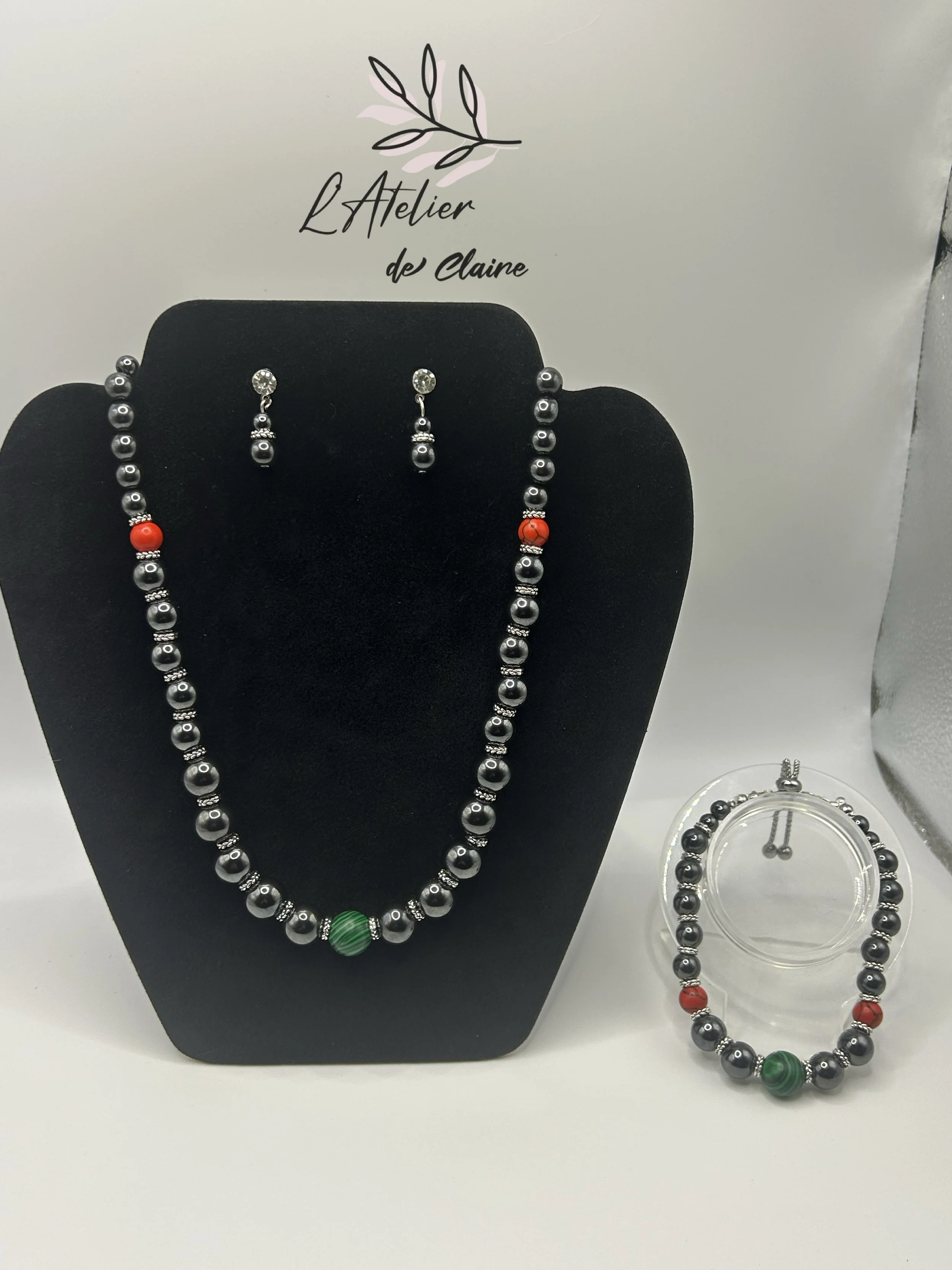 Holly and Evergreen Handmade jewellery set