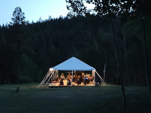 Meditation tent at dusk
