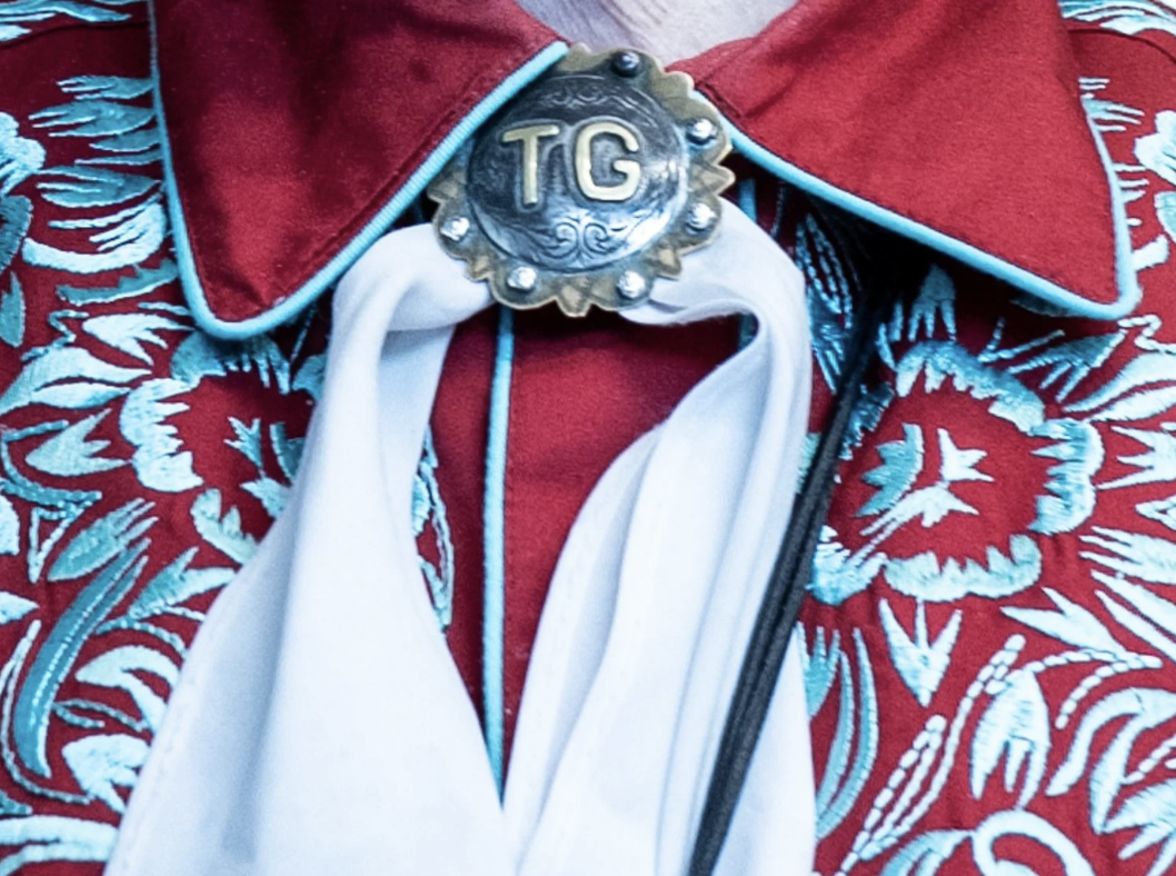 Temple Grandin’s signature Western shirt and bolo tie.