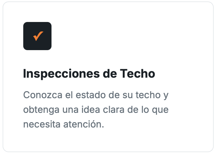 Digital interface with a checkmark icon, displaying Spanish text about ceiling inspections and understanding the condition of your ceiling.