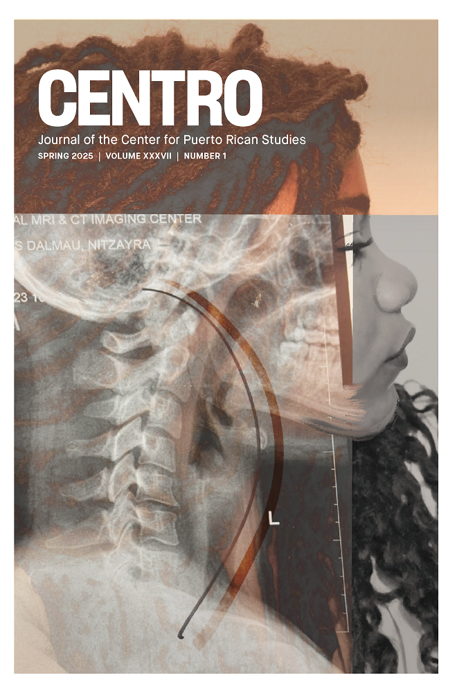 Cover of a journal titled 'Centro', featuring a woman with dreadlocks and a side profile view, overlaid with an X-ray image of her spinal column and head.