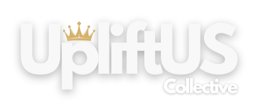 Upliftus Collective logo with beige crown above the letter 'L' in 'Upliftus'