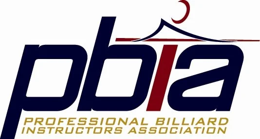 Logo of the Professional Billiard Instructors Association (PBIA) with stylized text and a billiard ball graphic.