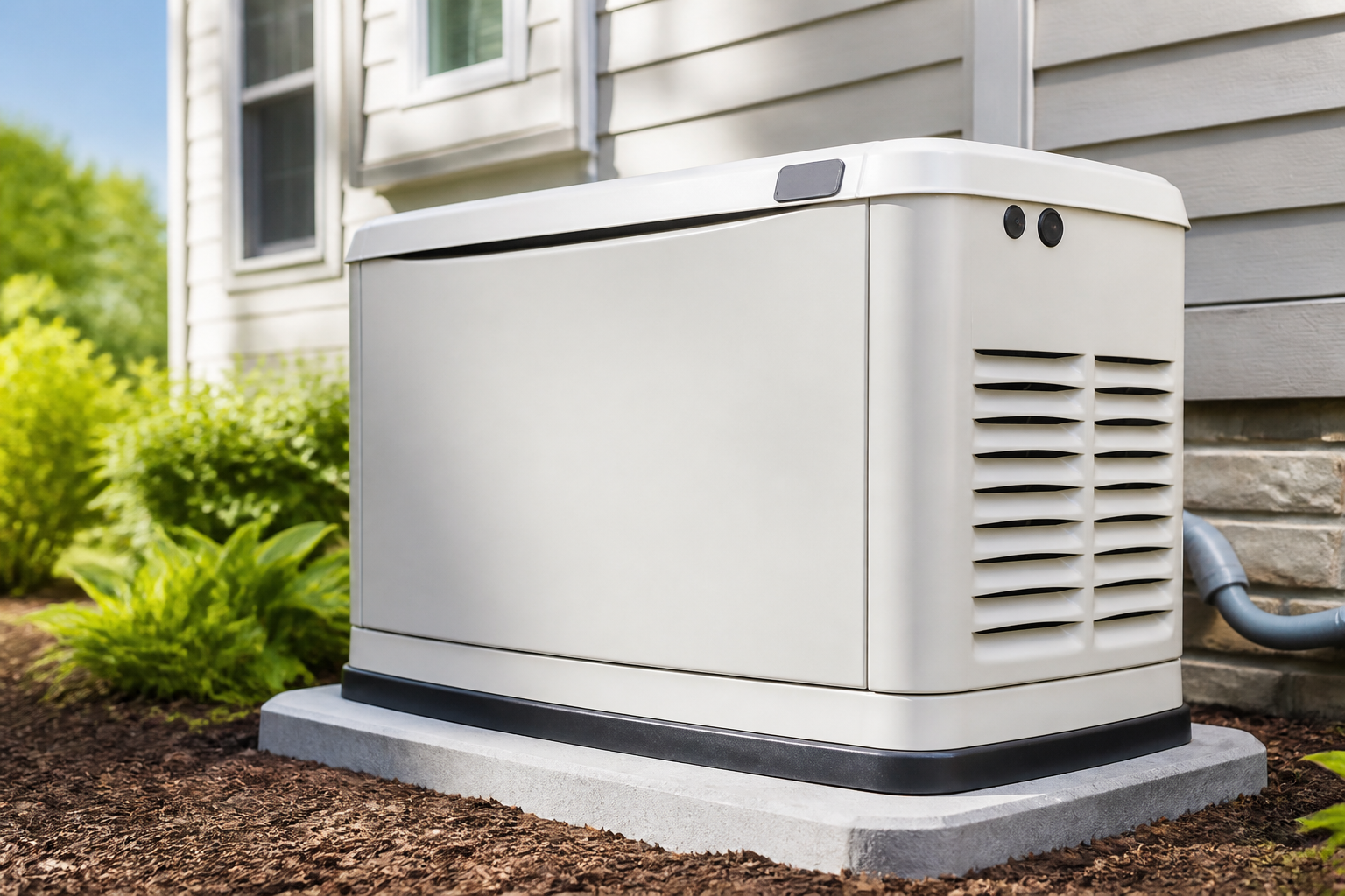 Standby generator installed outside a North Texas home