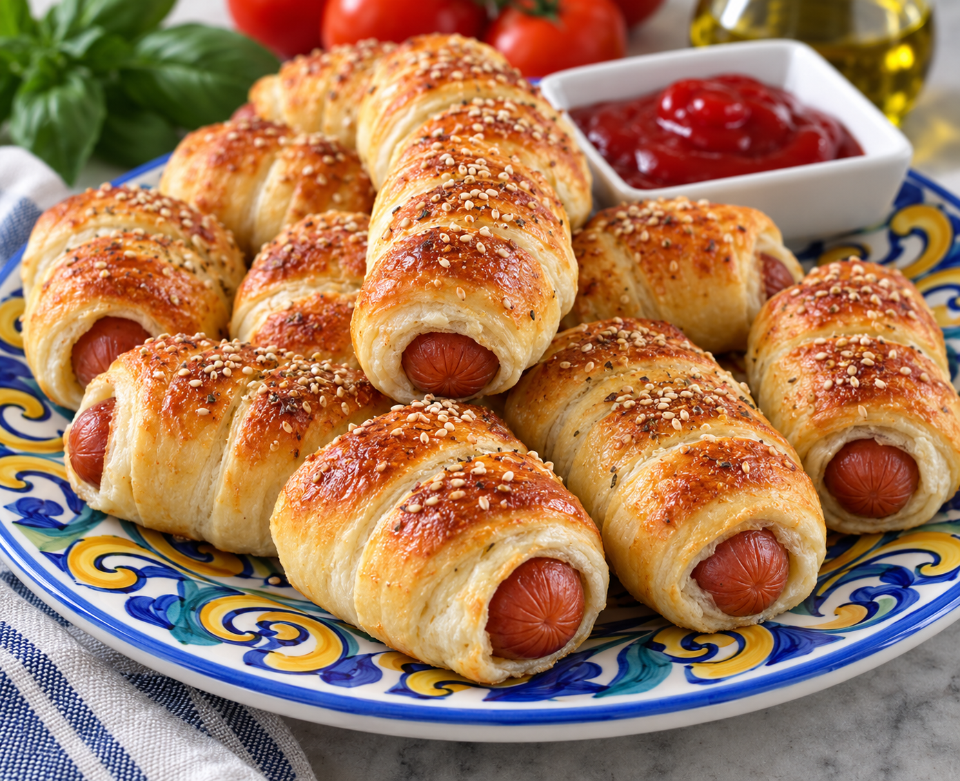 Pigs in a Blanket -Baked Half-Size Hot Dogs · Wurstel al Forno