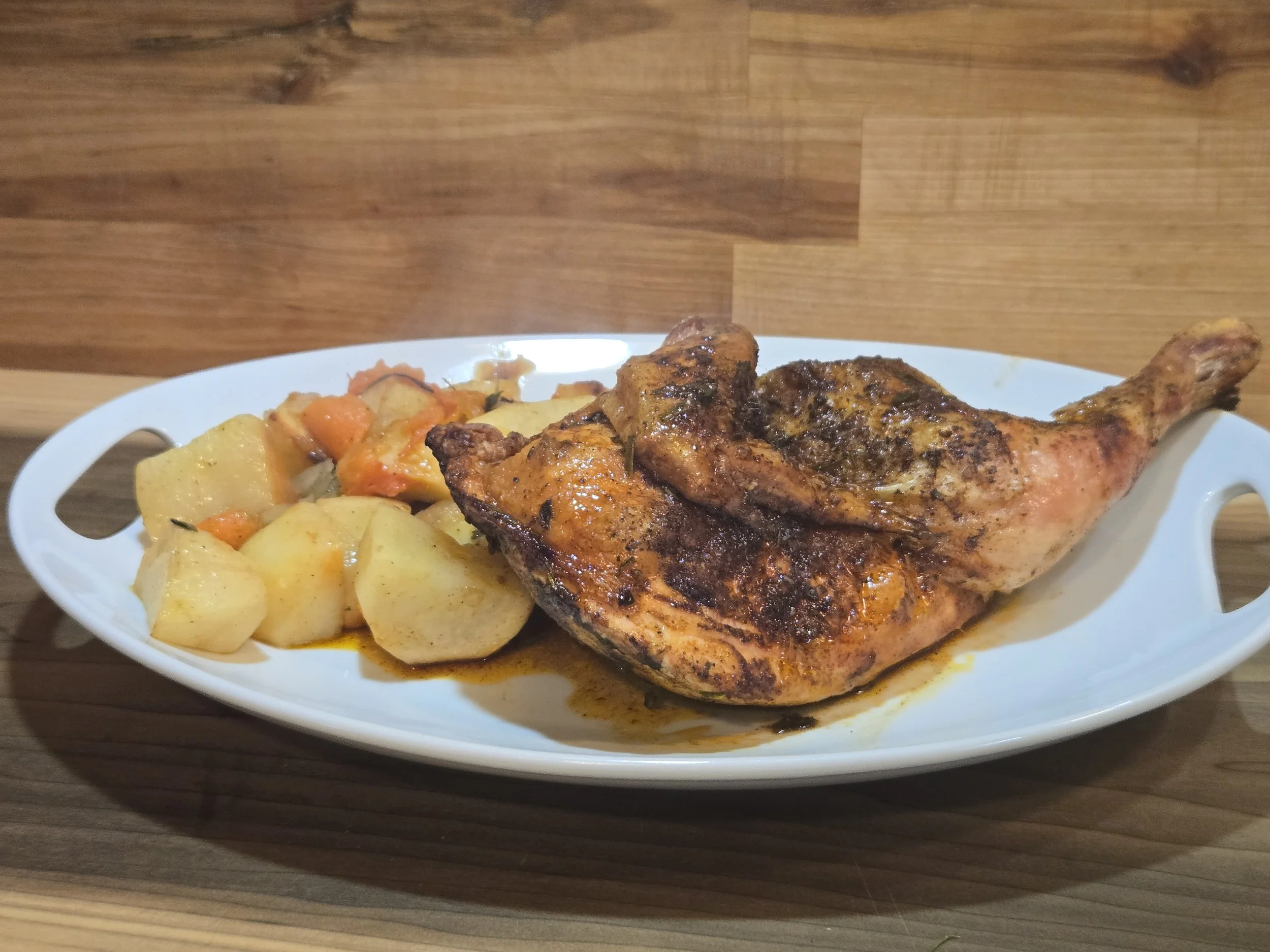Pollo al Forno con Patate - Sicilian Oven-Roasted 1/2 Chicken with Potatoes