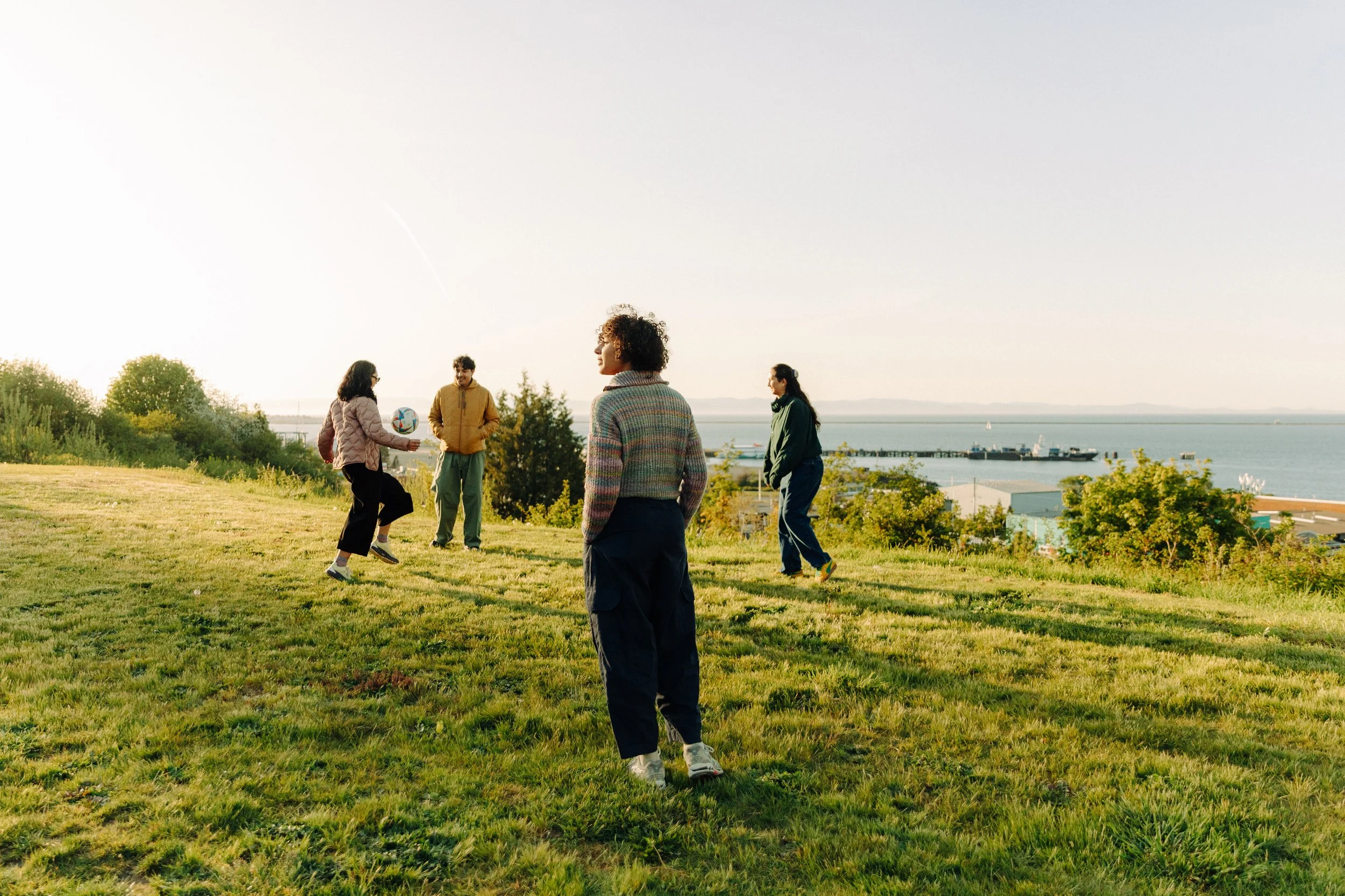 Soccer fans exploring Port Angeles, Washington, during a tourism campaign photographed by Berty Mandagie for Washington State Tourism.