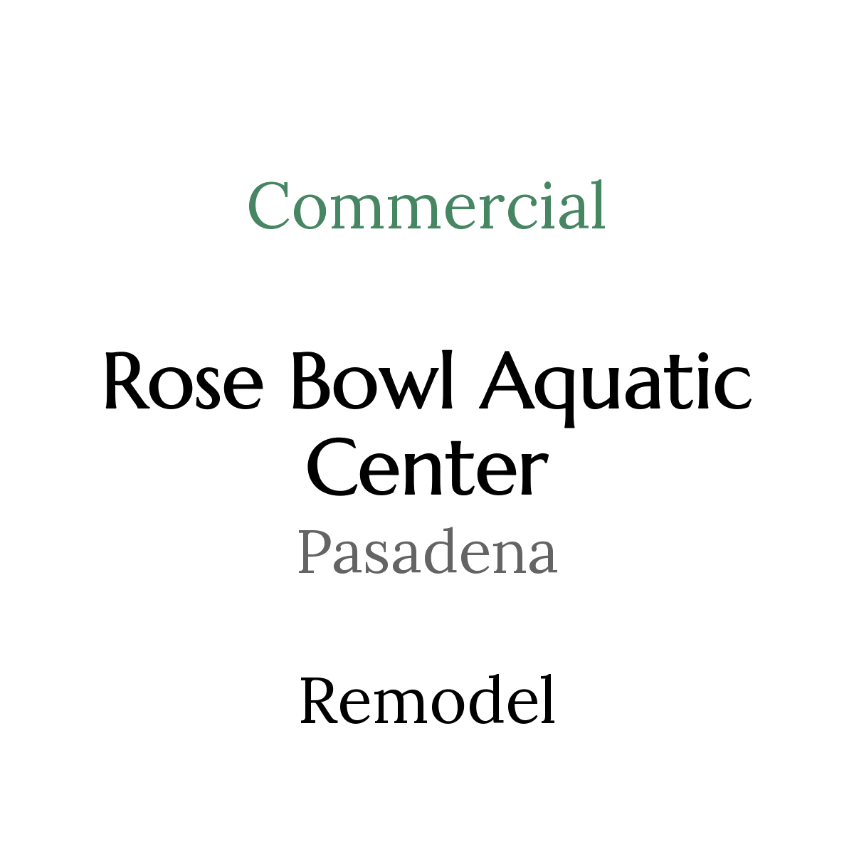 Text sign for the Rose Bowl Aquatic Center in Pasadena, California, featuring 