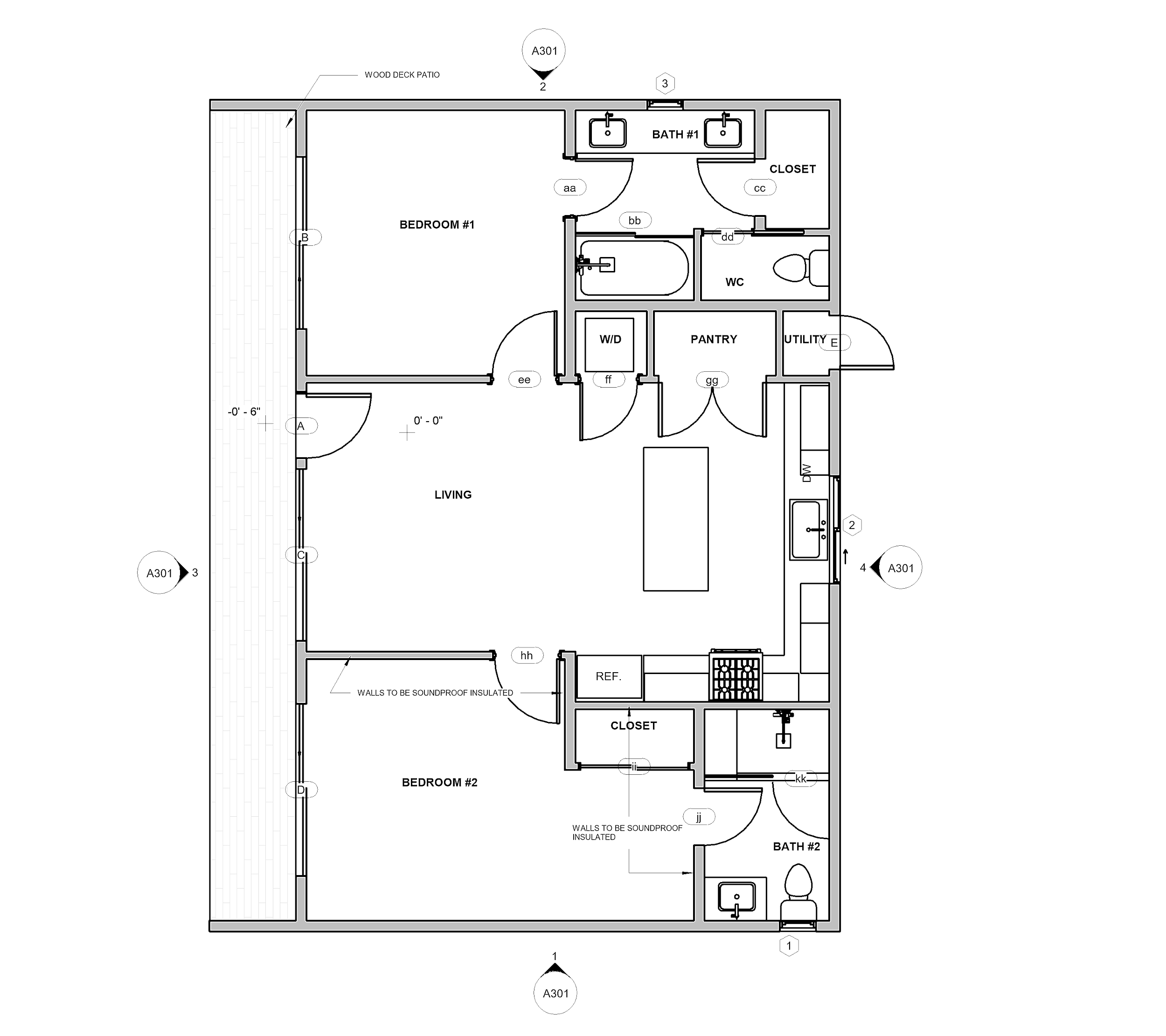 Architectural floor plan of a house with rooms labeled including bedroom, bathroom, closet, pantry, utility, living room, and kitchen.