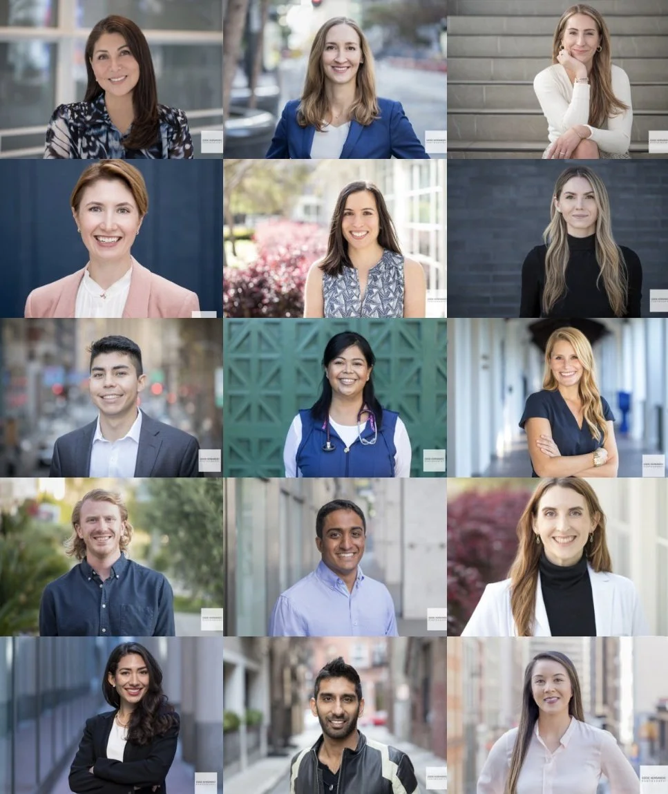 Collage of diverse professional headshots of men and women in various outdoor and indoor settings.