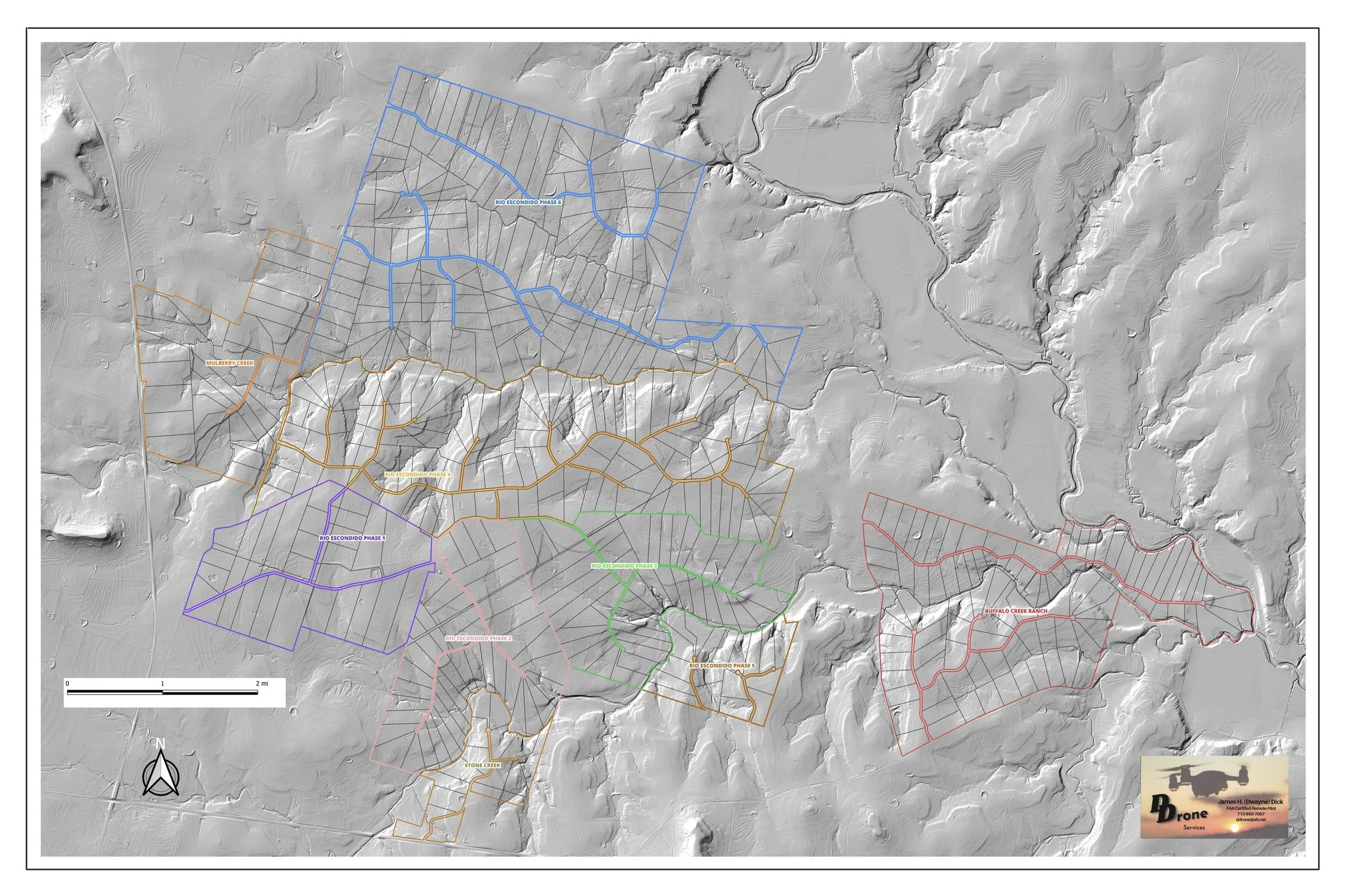 Rio Escondido Subdivision Map (Hillshade)