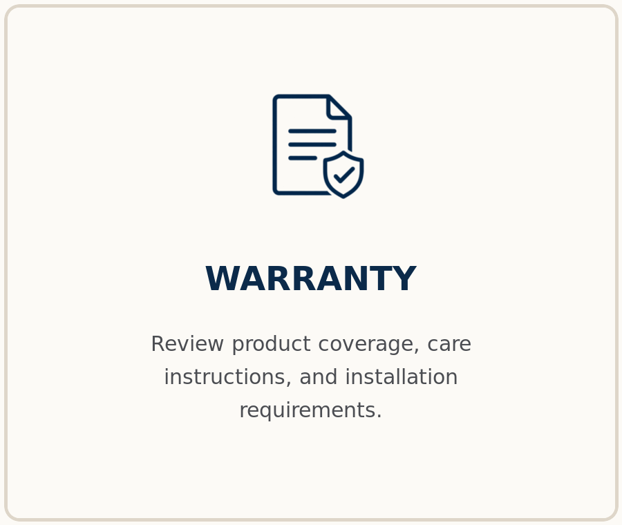 Icon of a document with a shield containing a check mark, and the text "WARRANTY" below.