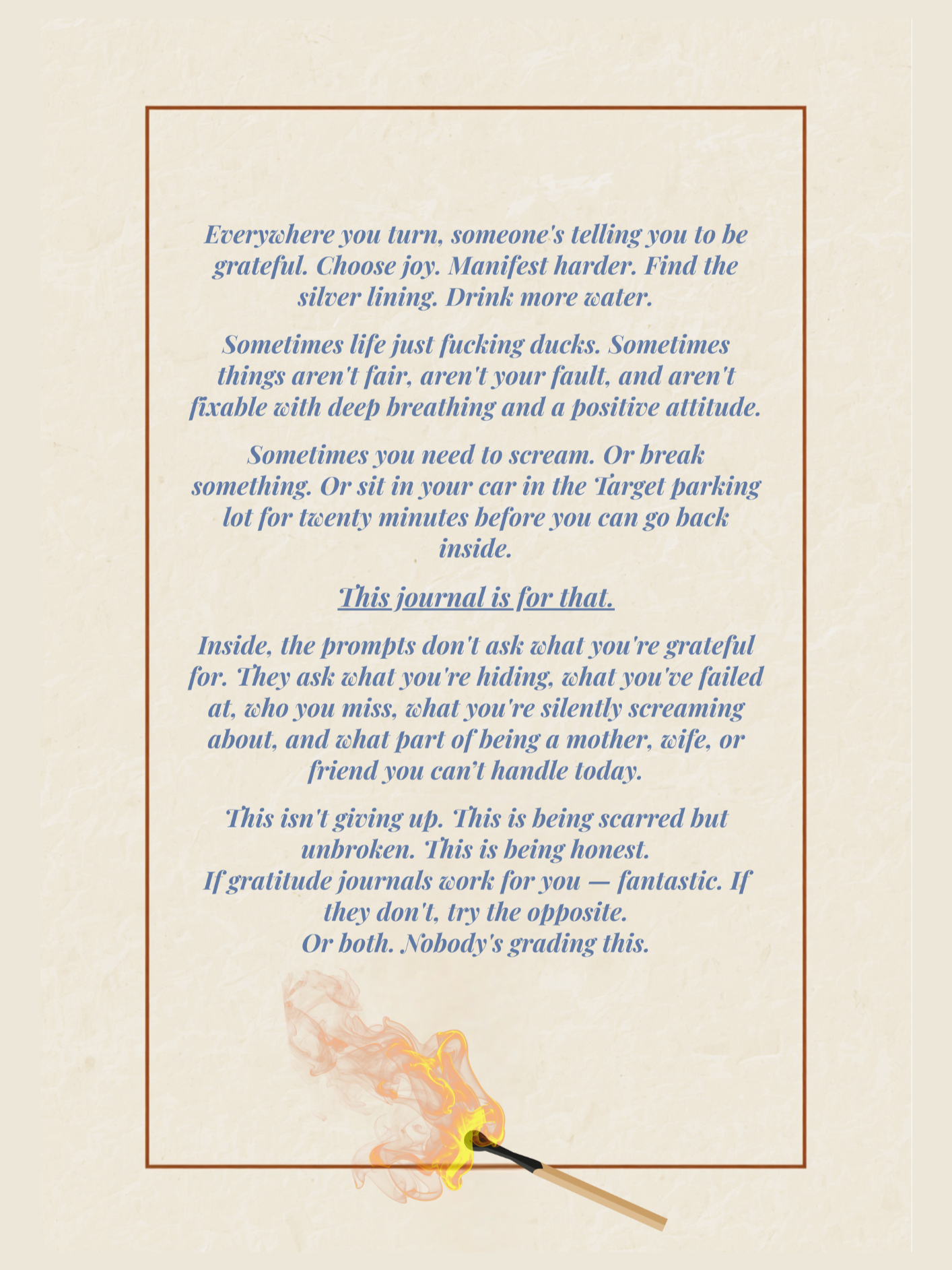 The Anti-Gratitude Journal, back cover