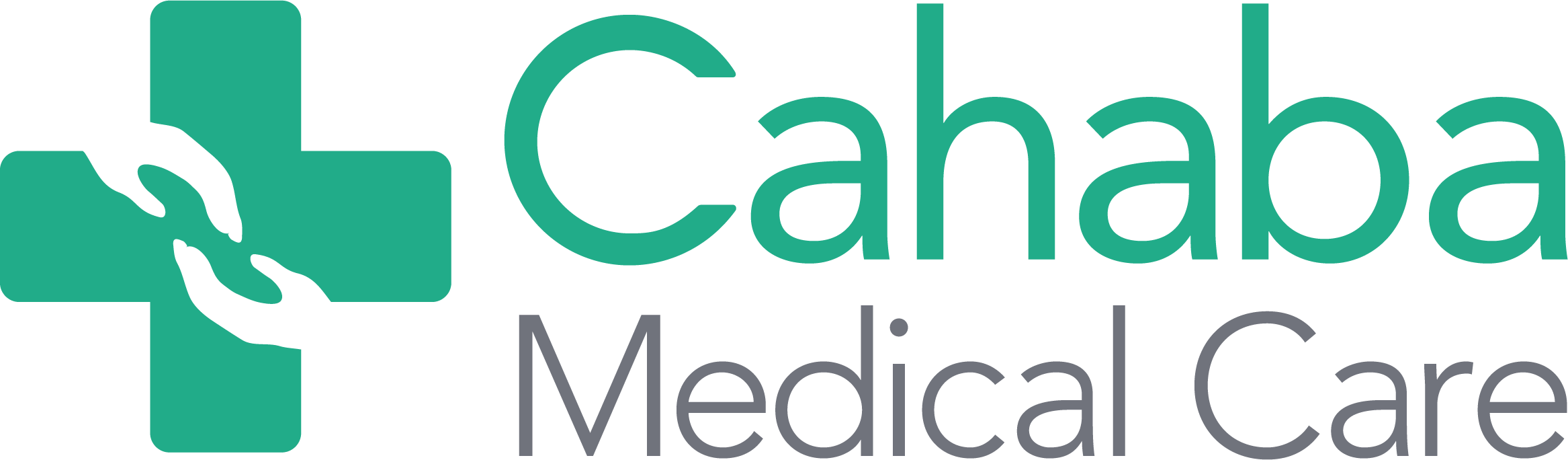 Logo of Cahaba Medical Care featuring a green cross with a stylized hand and the text 'Cahaba Medical Care'