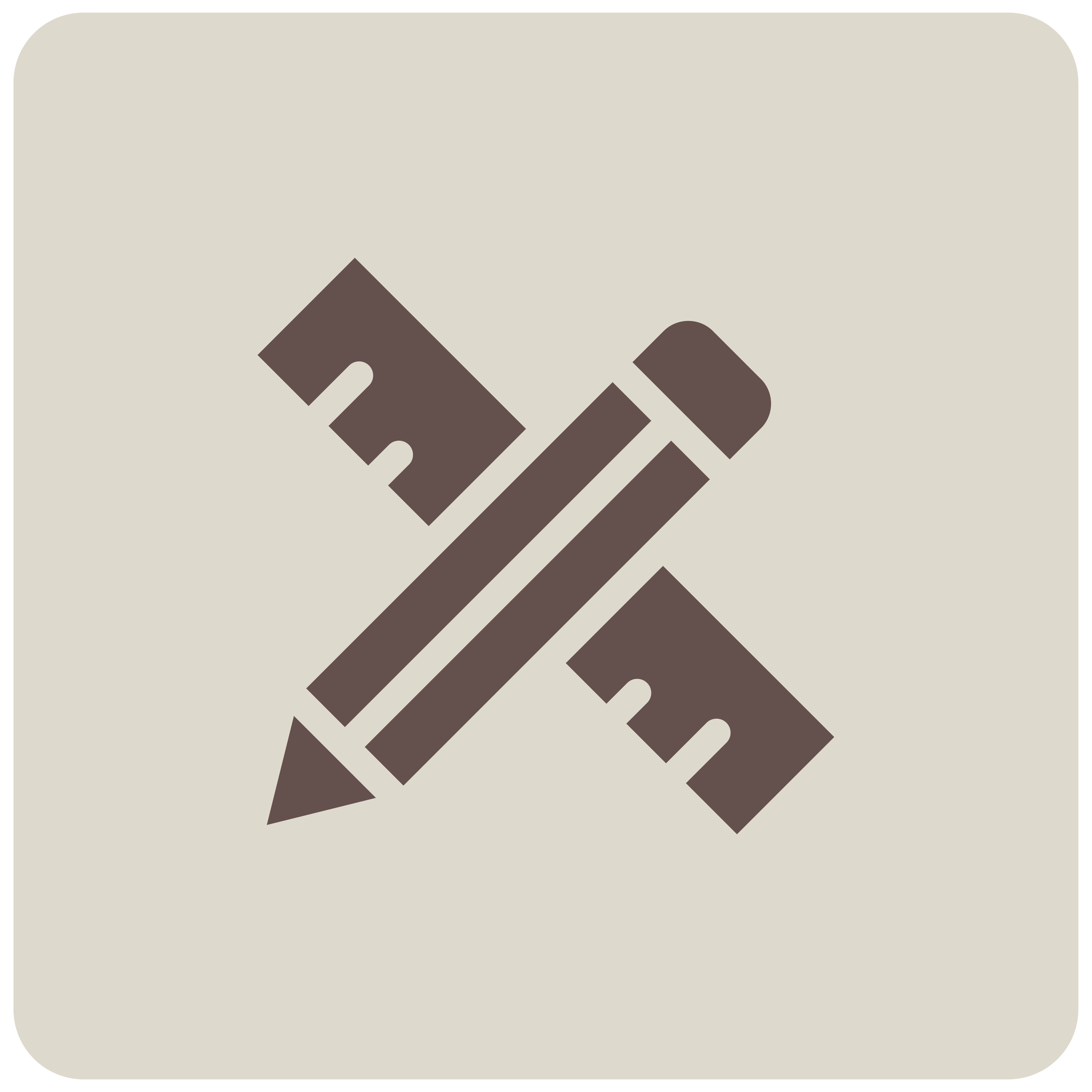 Abstract graphic with dark brown geometric shapes on a light beige background.