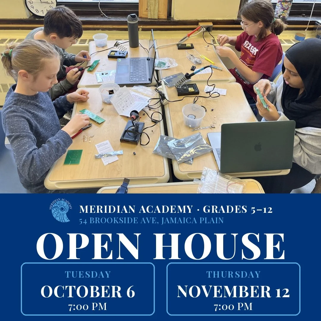 Join us for our open house October 6 and November 12th! To sign up, fill out the form at https://www.meridianacademy.org/request-information or email admissions@meridianacademy.org