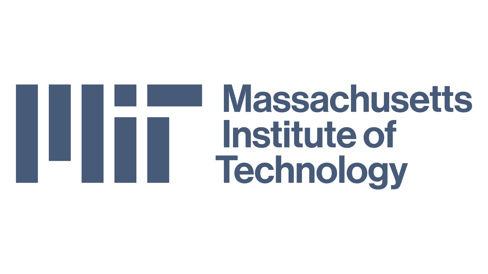 Logo of the Massachusetts Institute of Technology, featuring stylized books or architectural shapes and the name in dark blue text.