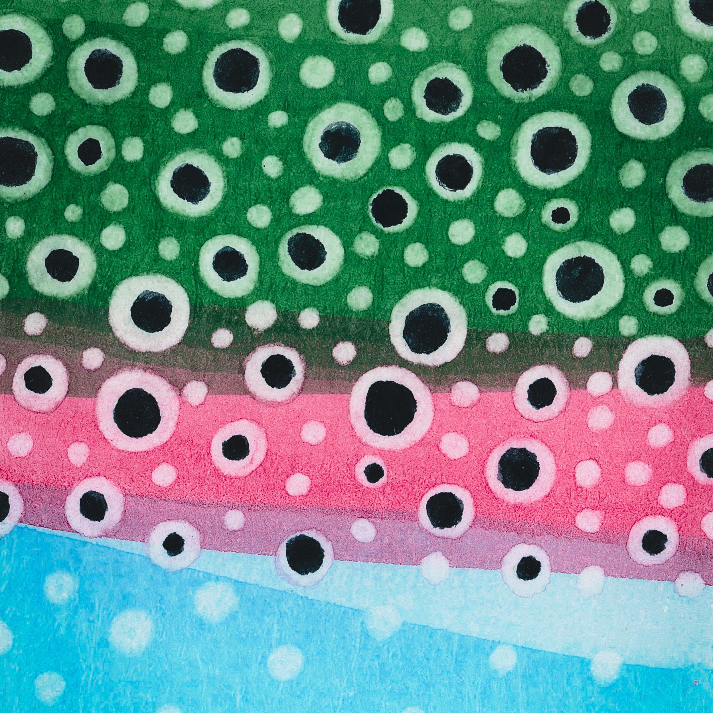 Rainbow Trout No. 301 – Green Rose Cobalt Watercolor Giclée Prints
