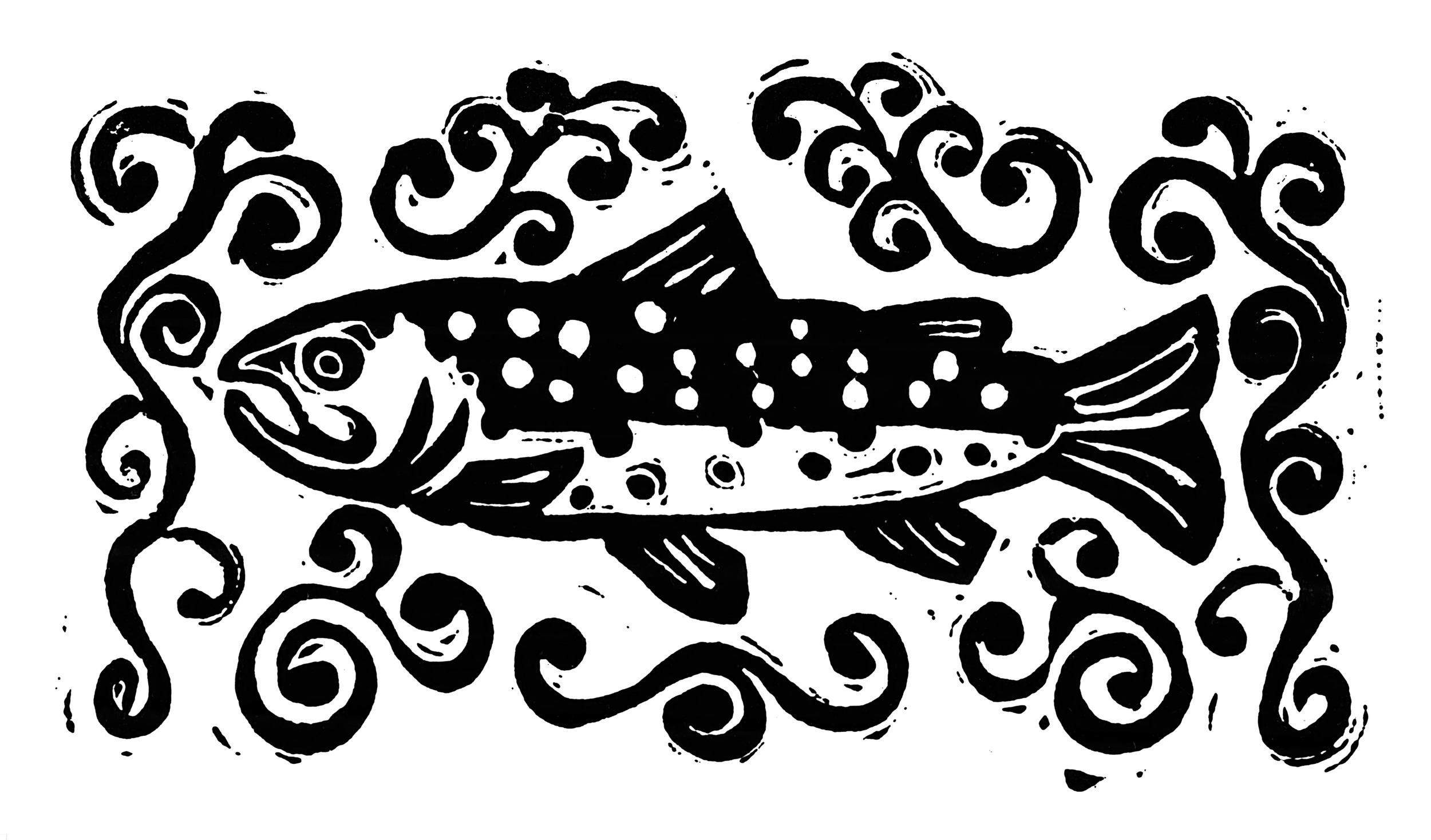 Trout Filigree Linocut & Giclée Prints