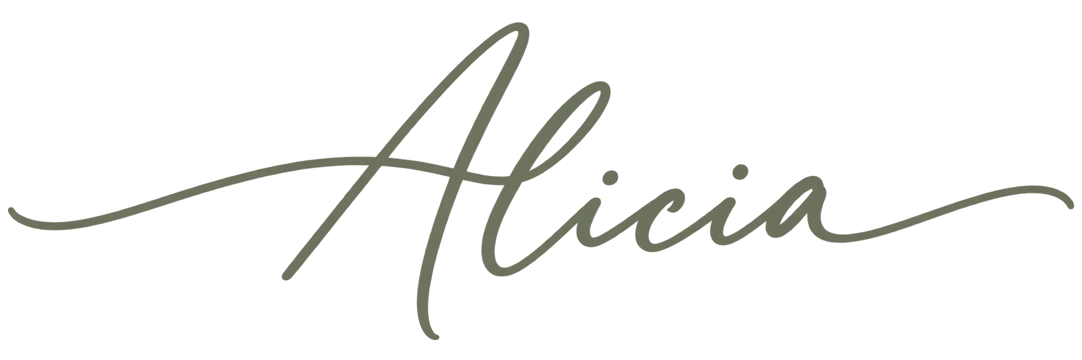 Stylized cursive text spelling 'Hicas' in a muted green color.