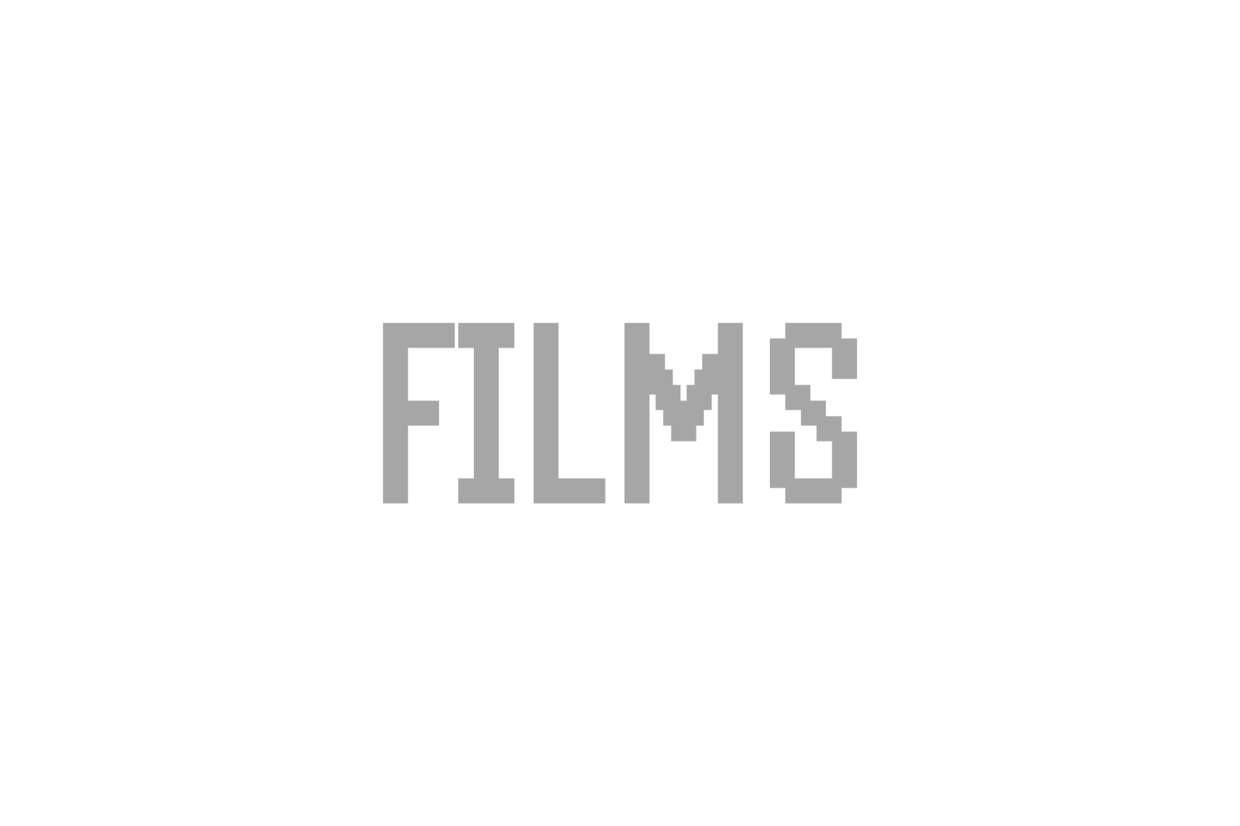 Pixelated gray text that reads "FILMS" on a black background.