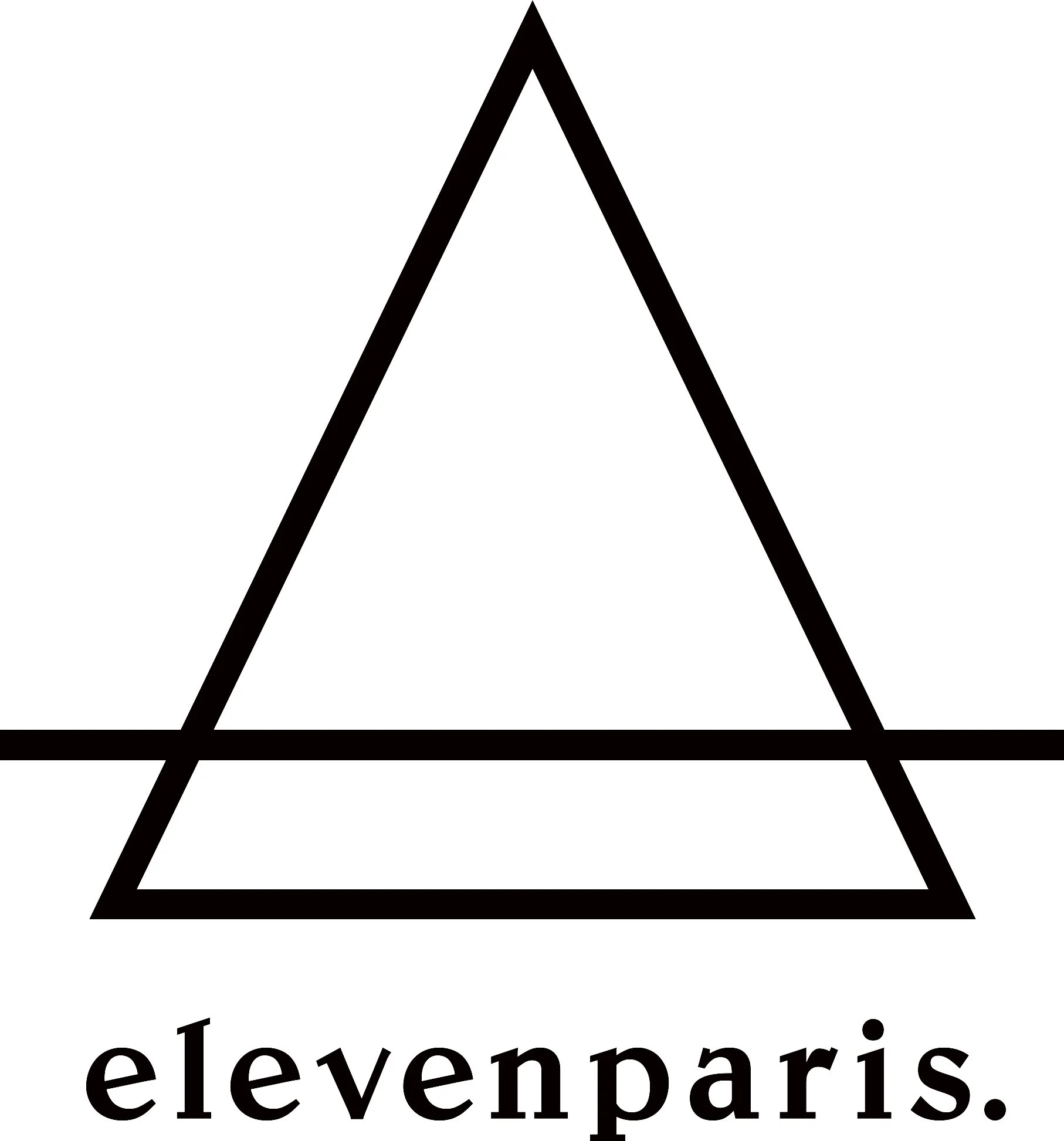 A minimalist logo featuring a black-outlined triangle with a horizontal line crossing through it near the bottom, and the word 'sevenparis' written underneath in lowercase black letters.
