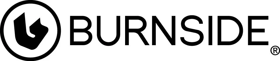 The Burnside logo featuring a stylized black and white emblem next to the word 'BURNSIDE' in bold uppercase letters.