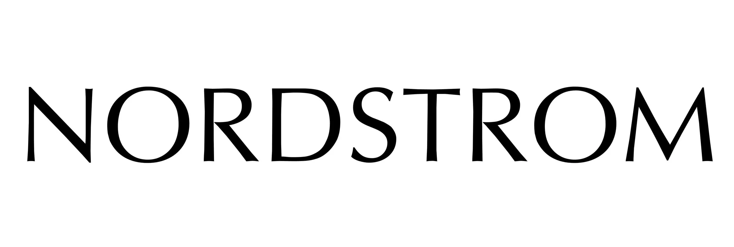 NORDSTROM logo in black letters on a white background.