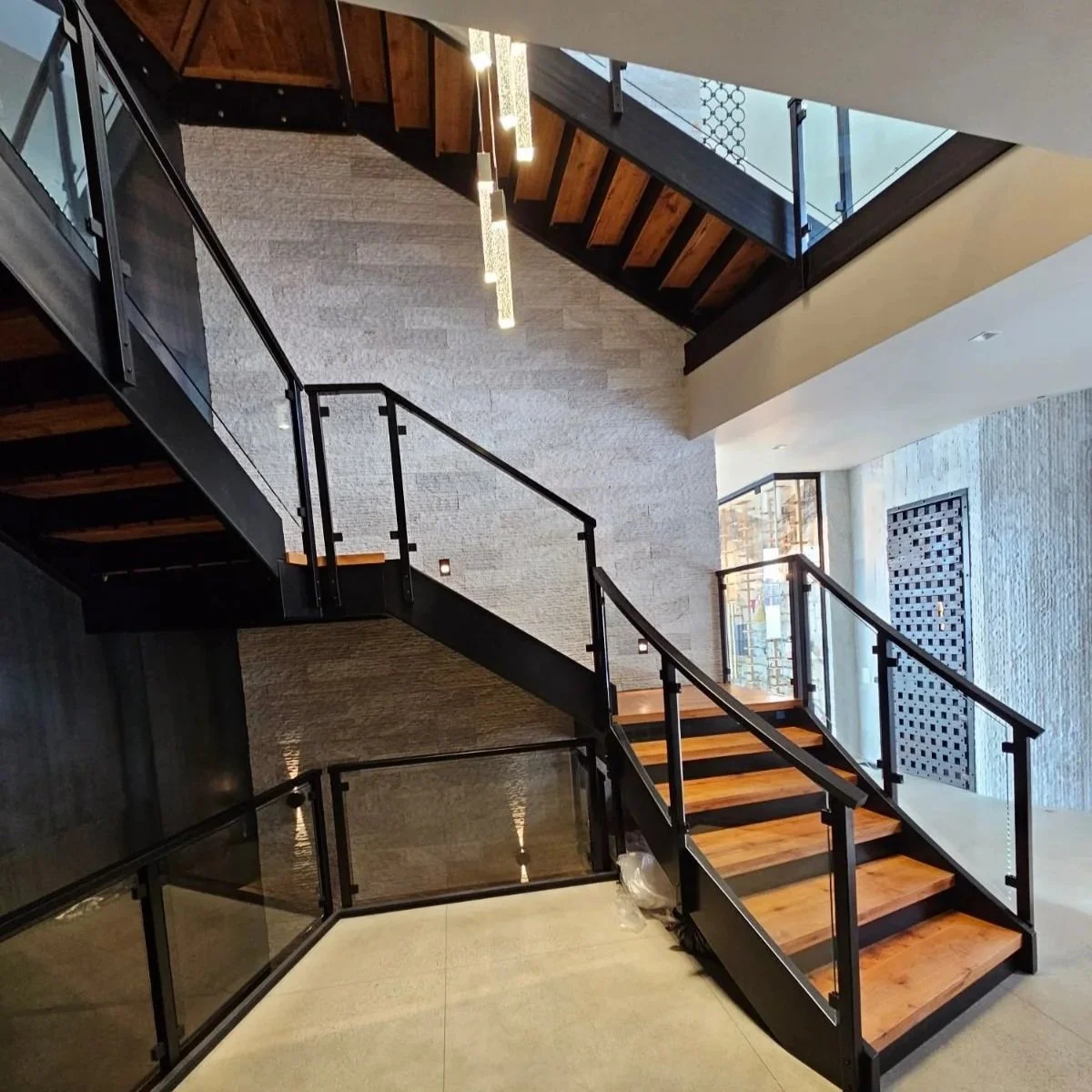 Metal Railing with Glass pannels