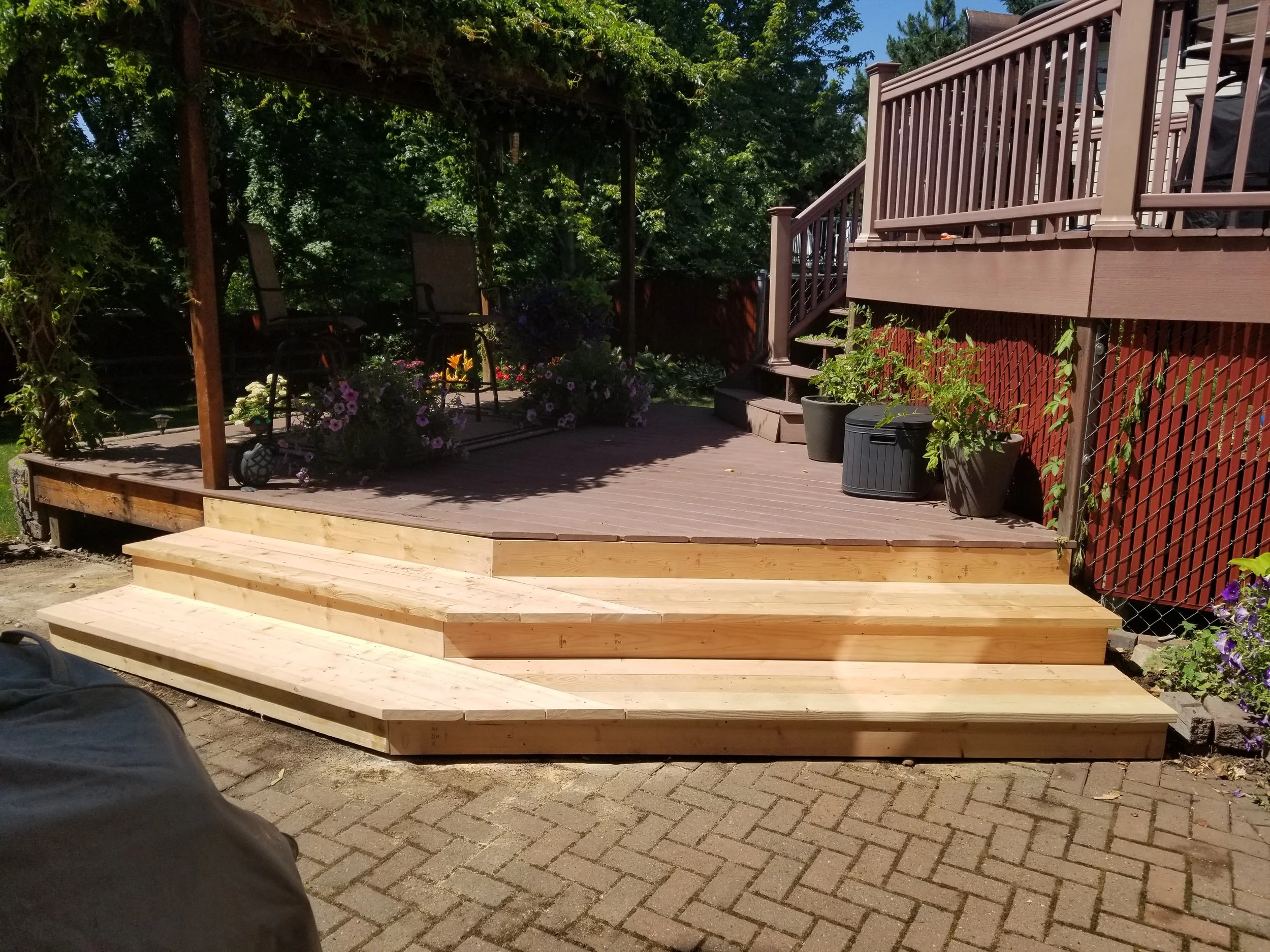 Custom stairs for a large deck.