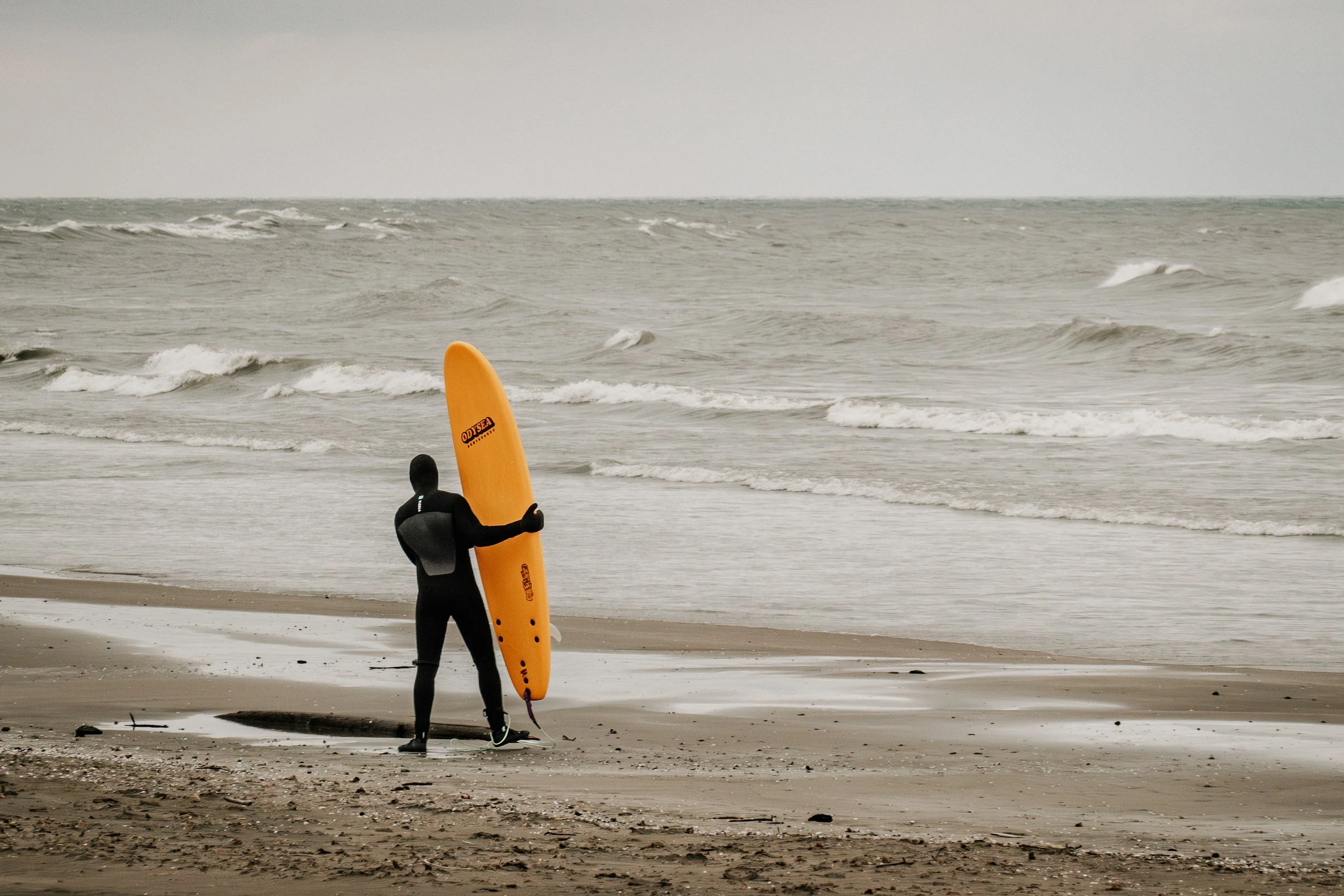 Surfing on a lake.