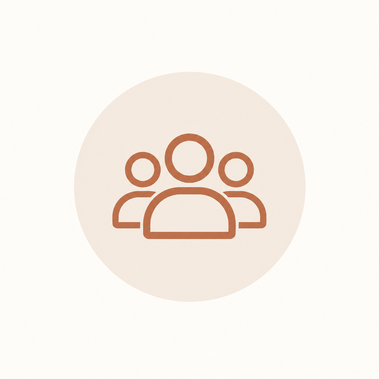 Icon of three people, representing a group or community.
