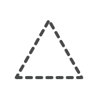 Dark gray dashed outline of an upright triangle on a black background