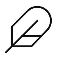 Minimalist dark outline of a leaf-shaped geometric icon on a black background