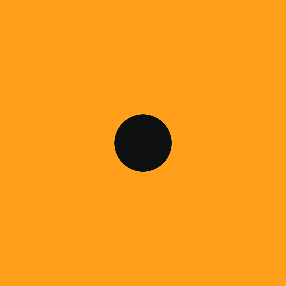 Black circle centered on a solid orange background