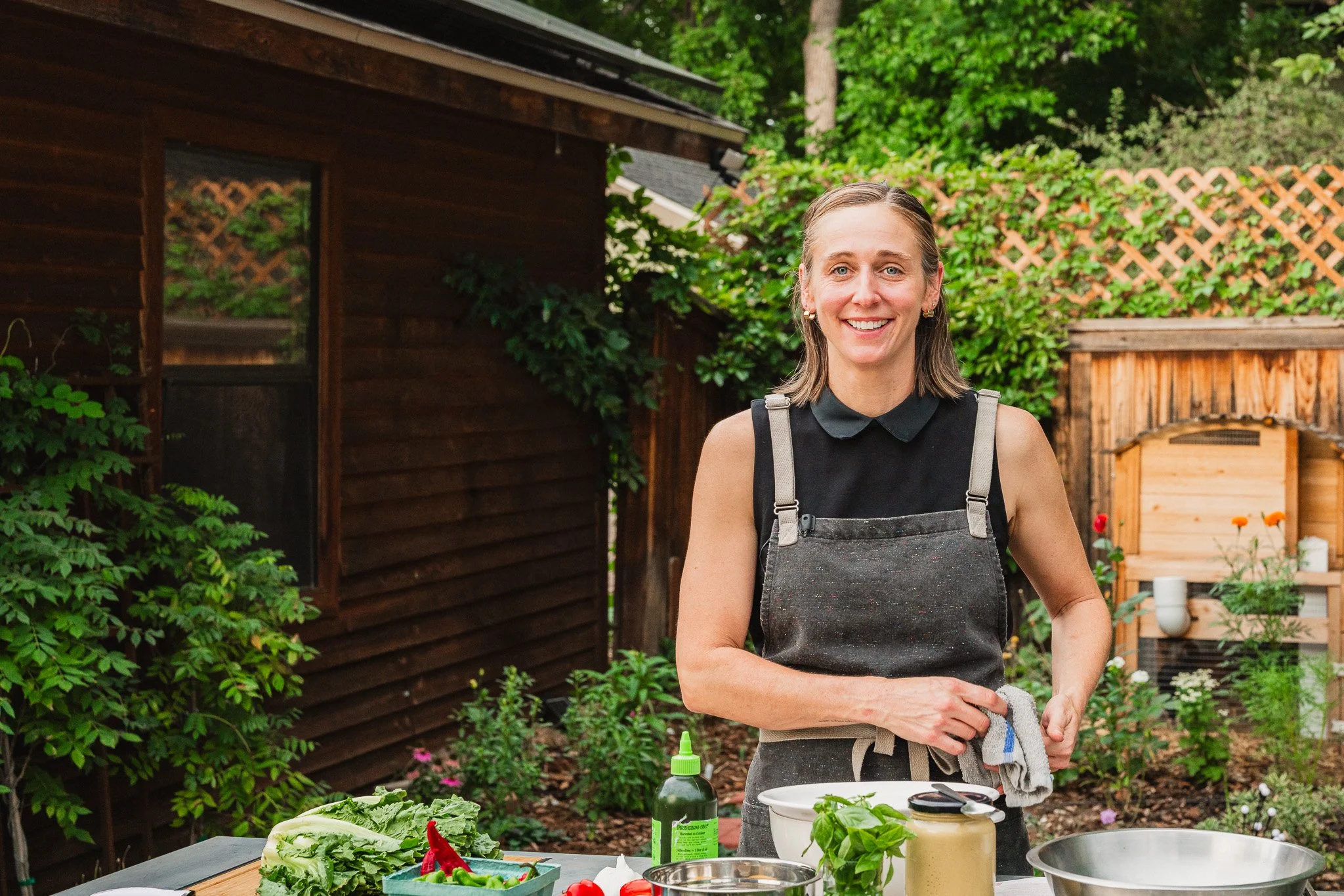 Chef Caroline Glover in Garden Cooking for Magazine Article