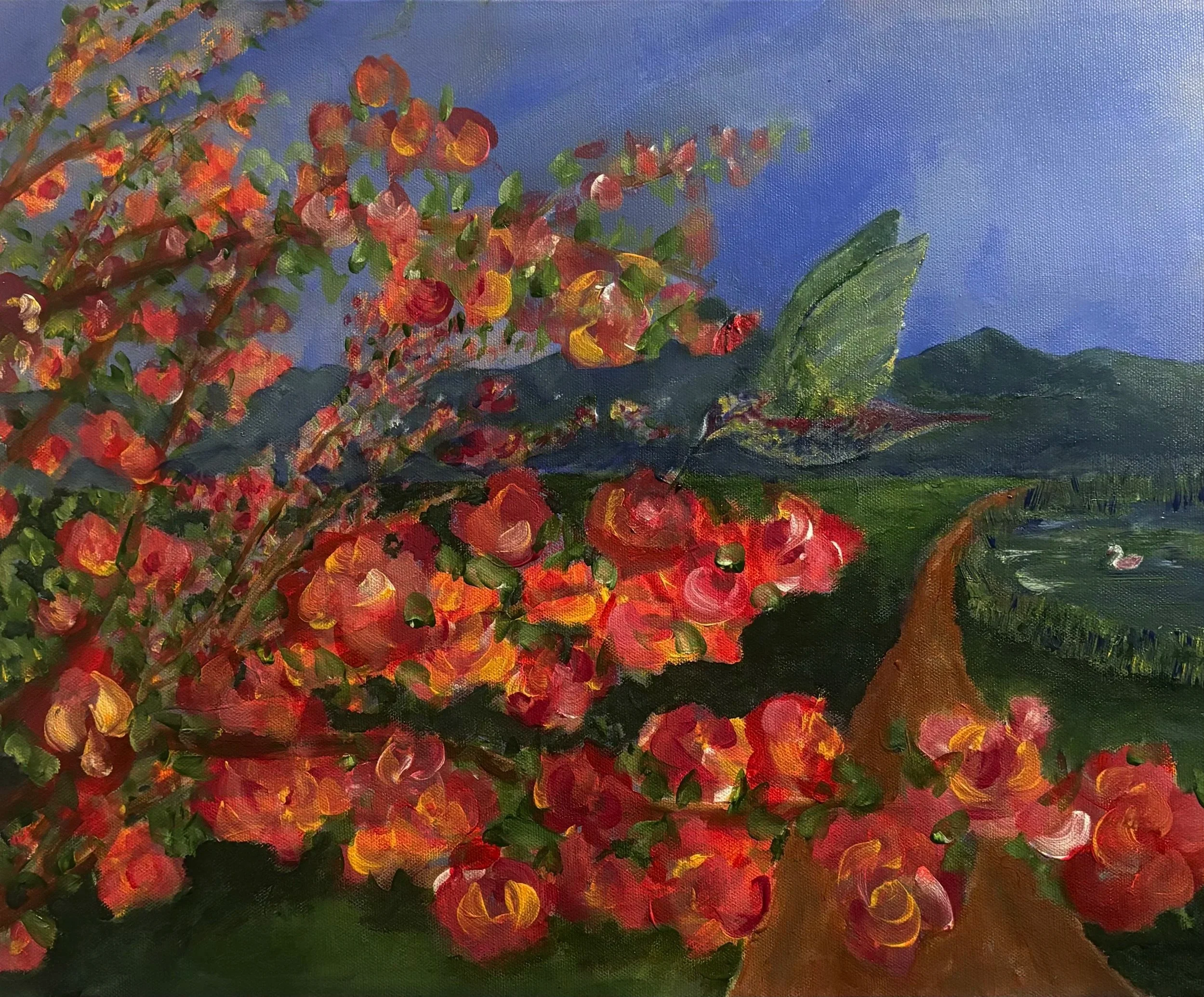 Hummingbird in the Blossoms