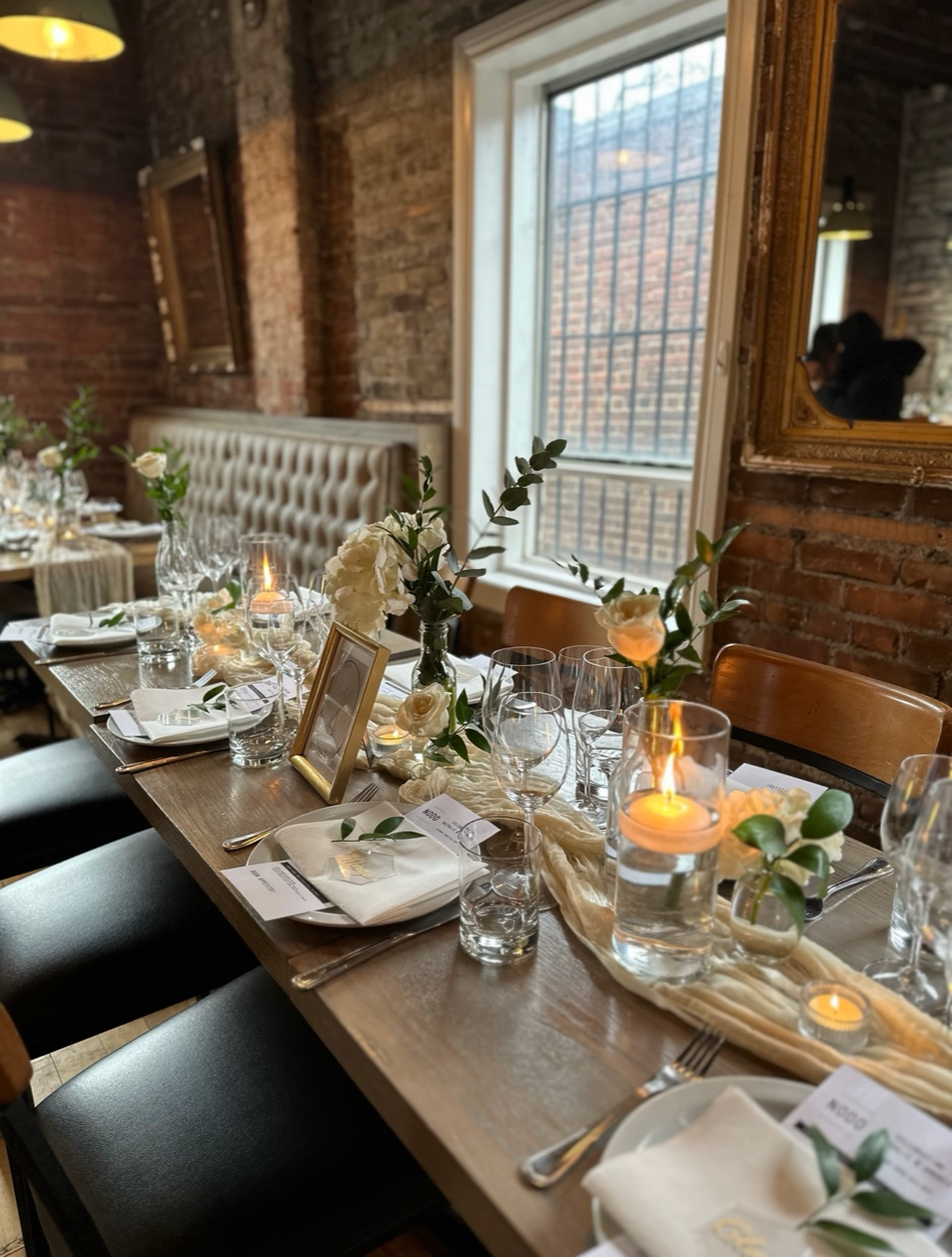 LBC Events & Co Celebration. Minimal, aesthetic, brown, beige, white, sage, warm, decor / tablescape. Portfolio.